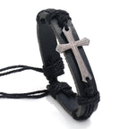 Pulsera Envolvente Vintage con Nudo de Cruz y Escritura en Negro y Café