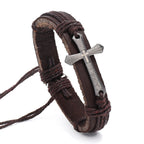 Pulsera Envolvente Vintage con Nudo de Cruz y Escritura en Negro y Café