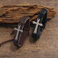 Pulsera Envolvente Vintage con Nudo de Cruz y Escritura en Negro y Café