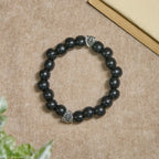 Pulsera Artesanal de Oración de Madera Negra con Doble Escudo Cruz de Jerusalén