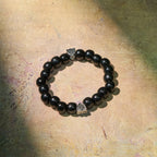 Pulsera Artesanal de Oración de Madera Negra con Doble Escudo Cruz de Jerusalén