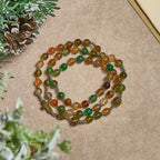 Pulsera Rosario Multicapa de Malaquita de Navidad con Cruz y Medalla