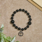 Pulsera de Obsidiana Negra "Armadura Espiritual" con Dije de Cruz: Ora sin Miedo