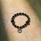 Pulsera de Obsidiana Negra "Armadura Espiritual" con Dije de Cruz: Ora sin Miedo