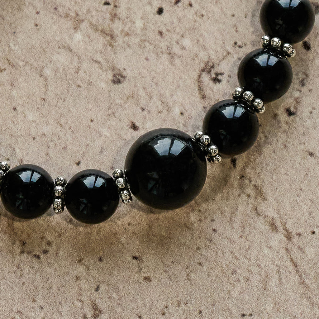 Pulsera de Obsidiana Negra "Armadura Espiritual" con Dije de Cruz: Ora sin Miedo