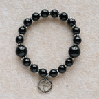 Pulsera de Obsidiana Negra "Armadura Espiritual" con Dije de Cruz: Ora sin Miedo