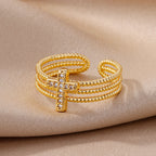 Anillo de Cruz Brillante: Diseño con Circonias para Regalar con Fe