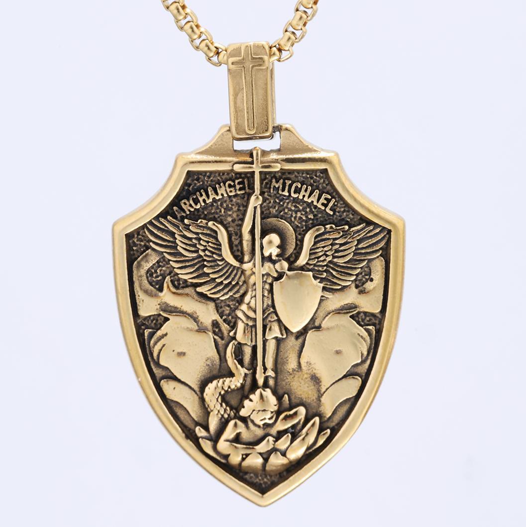 Collar con Dije Escudo de San Miguel Arcángel: Fe y Protección para el Día a Día