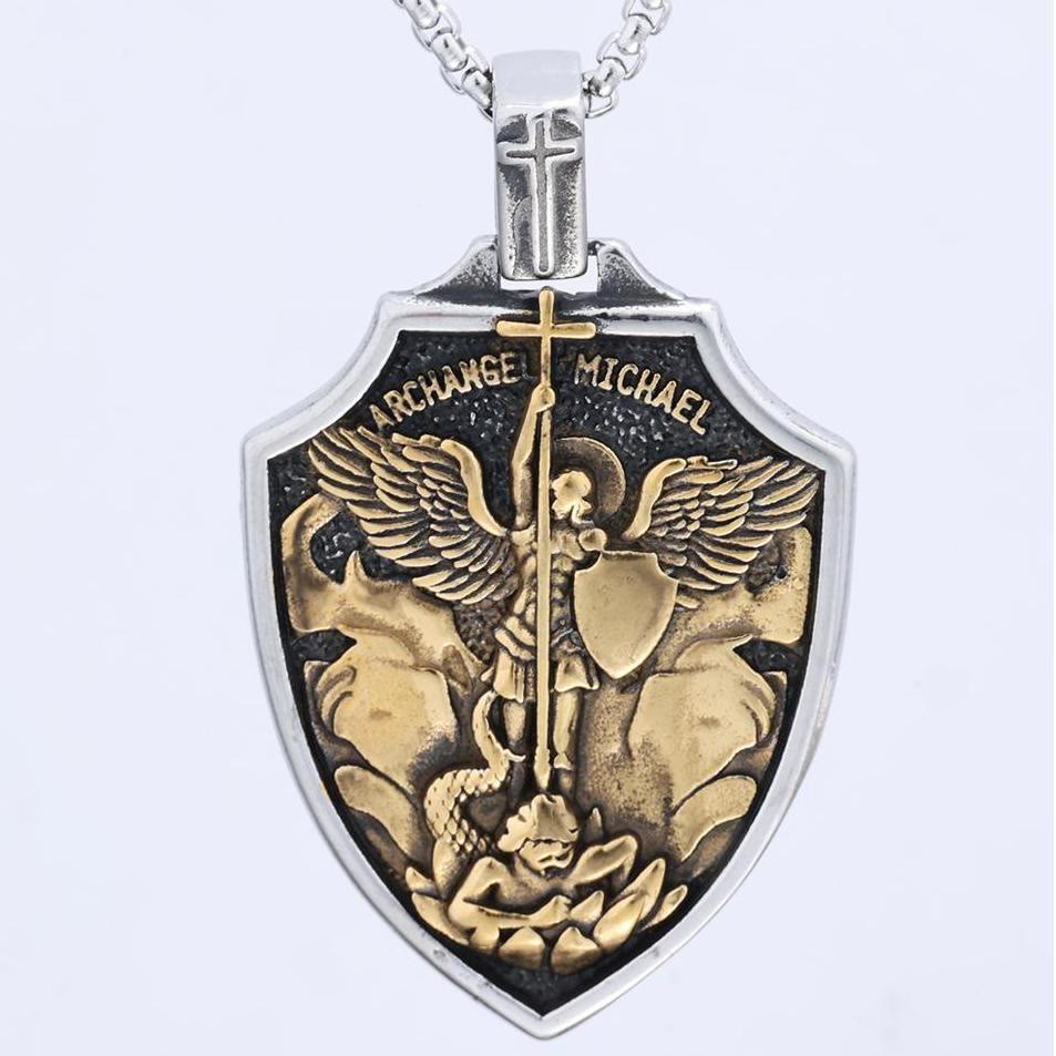 Collar con Dije Escudo de San Miguel Arcángel: Fe y Protección para el Día a Día