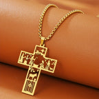 Collar de Cruz con Natividad Calada: Símbolo de Fe Eterna para Navidad