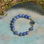 Rosario y Pulsera de Una Decena de Cuentas Azul Rey: Gracia Guiada por la Mano de María