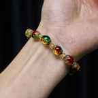 Pulsera de Cuentas de Cristal Rojo, Verde y Oro de Navidad: La Fe que Brilla