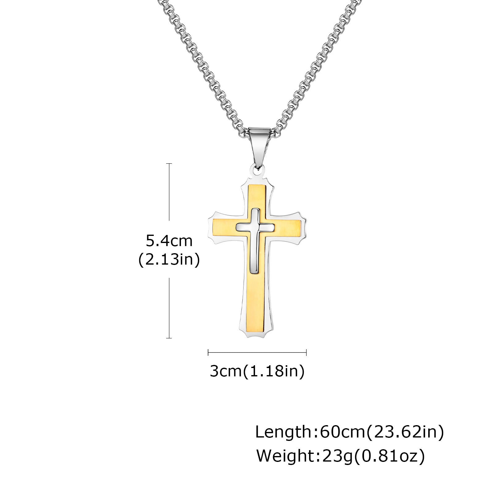 Collar con Dije Guardián de Cruz en 4 Colores: Fe y Protección para el Día a Día