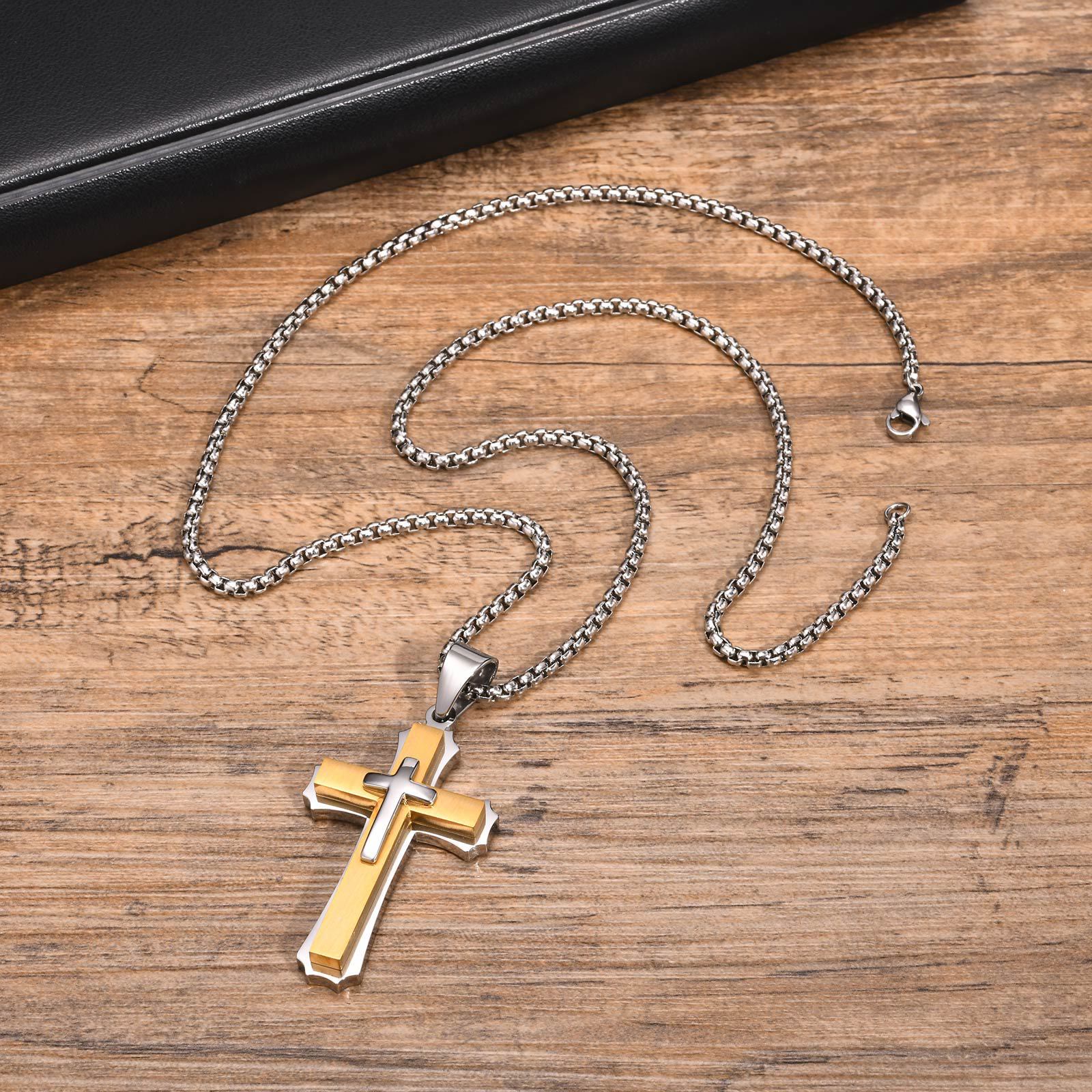 Collar con Dije Guardián de Cruz en 4 Colores: Fe y Protección para el Día a Día