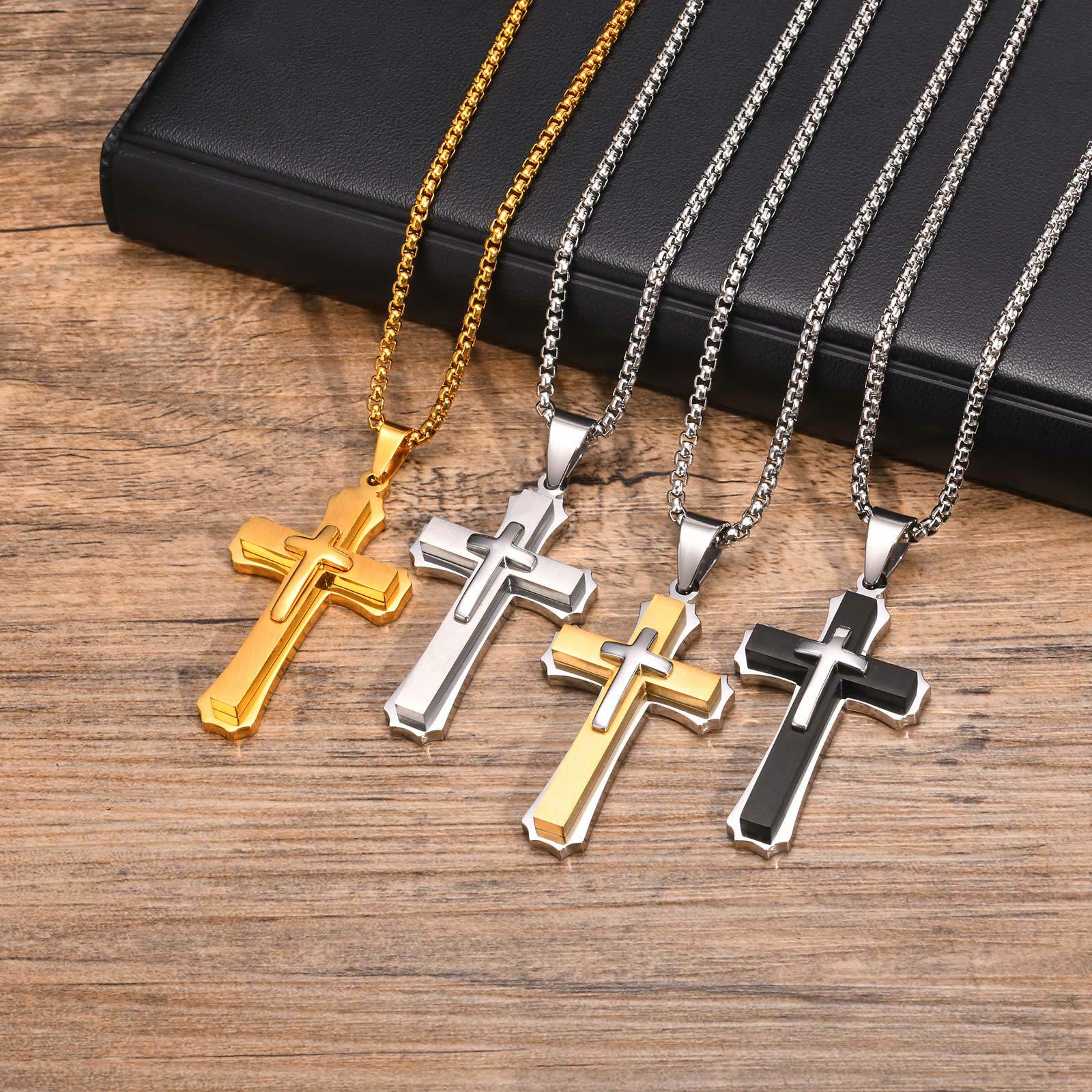 Collar con Dije Guardián de Cruz en 4 Colores: Fe y Protección para el Día a Día
