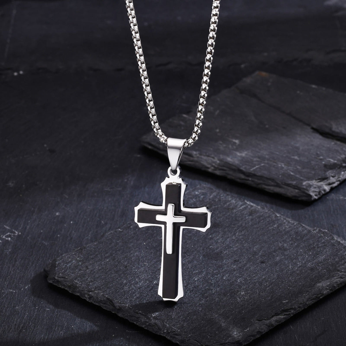 4-Colored Cross Guardian Pendant Necklace