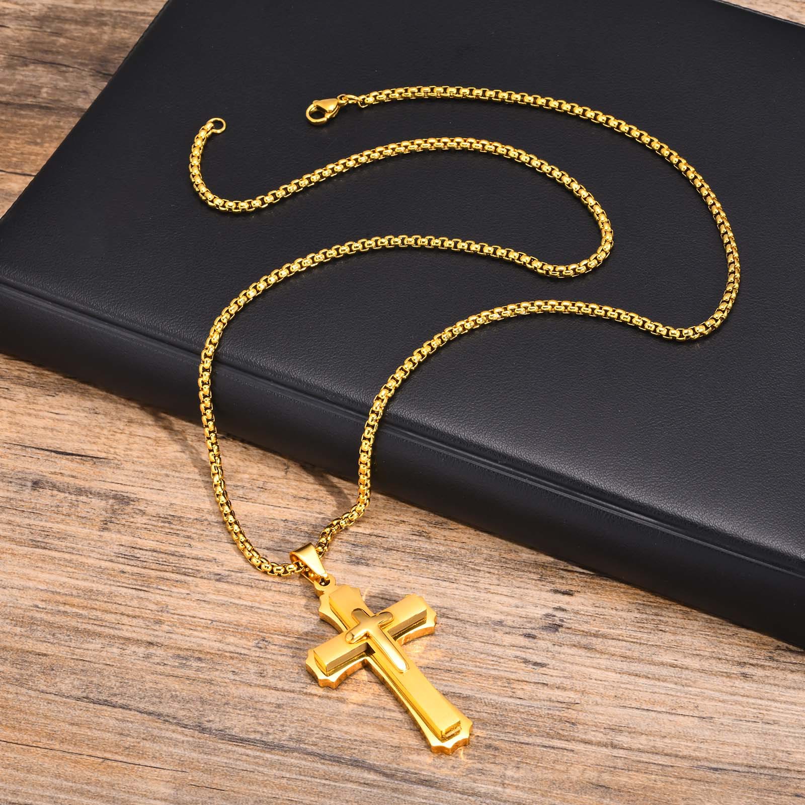 Collar con Dije Guardián de Cruz en 4 Colores: Fe y Protección para el Día a Día
