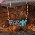 Collar con Dije de Barra de Cruz de Turquesa: Fe del Oeste y Devoción Artística