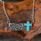 Collar con Dije de Barra de Cruz de Turquesa: Fe del Oeste y Devoción Artística