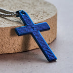 Collar de Acero Inoxidable con Dije de Cruz del Padre Nuestro