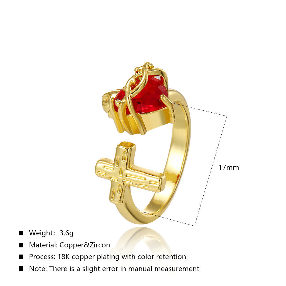 Anillo del Sagrado Corazón y Cruz: Devoción Fiel y Simbolismo Elegante para el Día a Día
