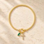 12 Birthstone Cross Bracelet