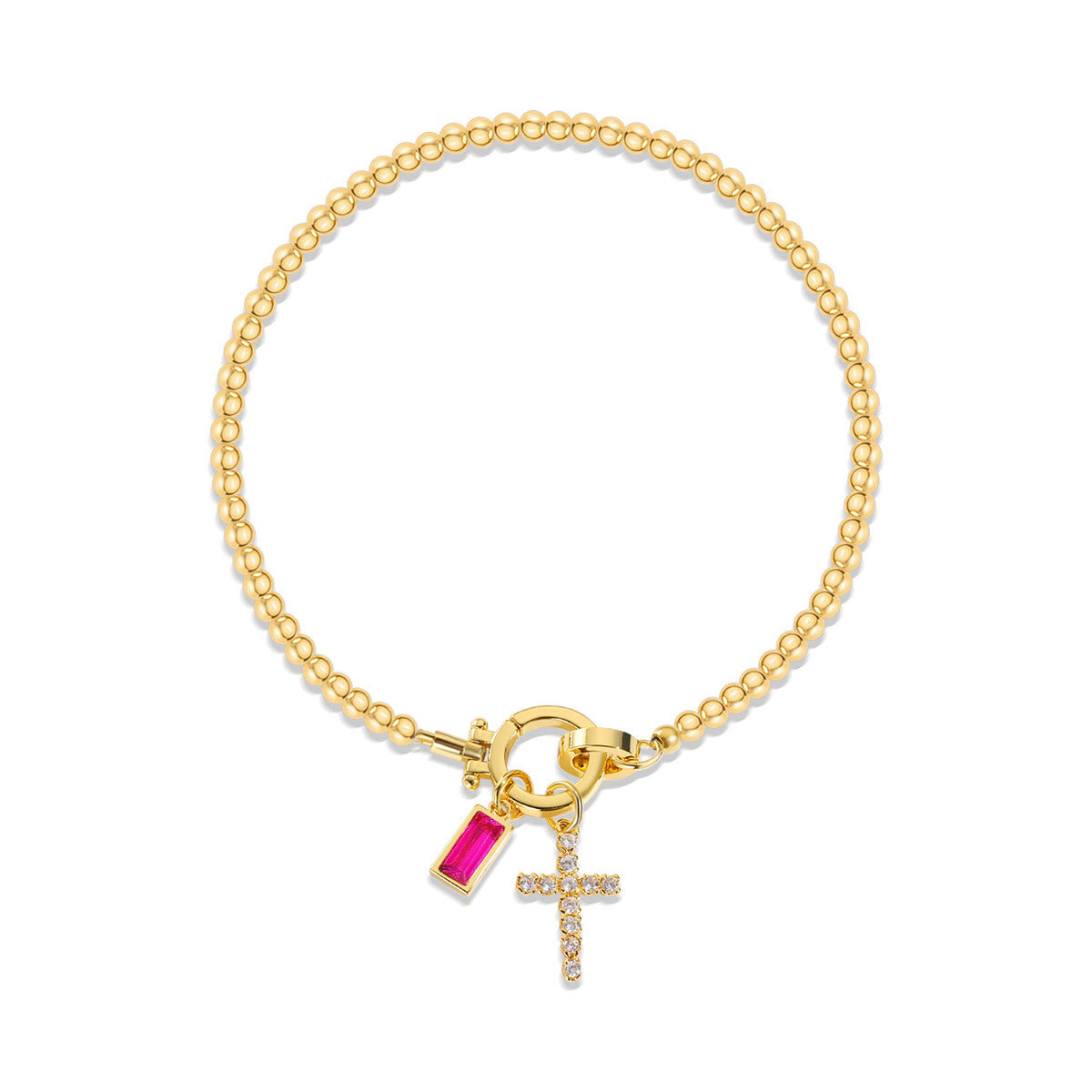 Pulsera de Cruz con 12 Piedras del Mes: Identidad de Fe y Devoción Eterna