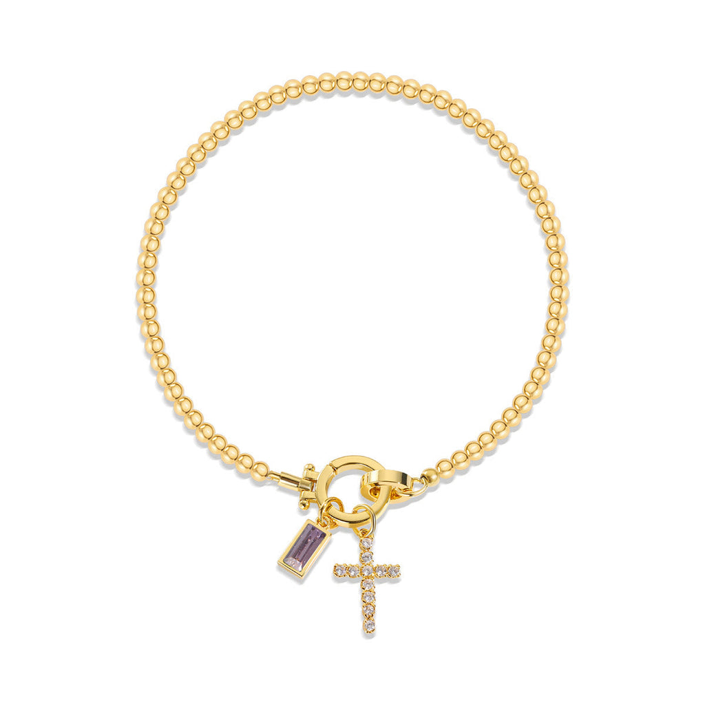 Pulsera de Cruz con 12 Piedras del Mes: Identidad de Fe y Devoción Eterna