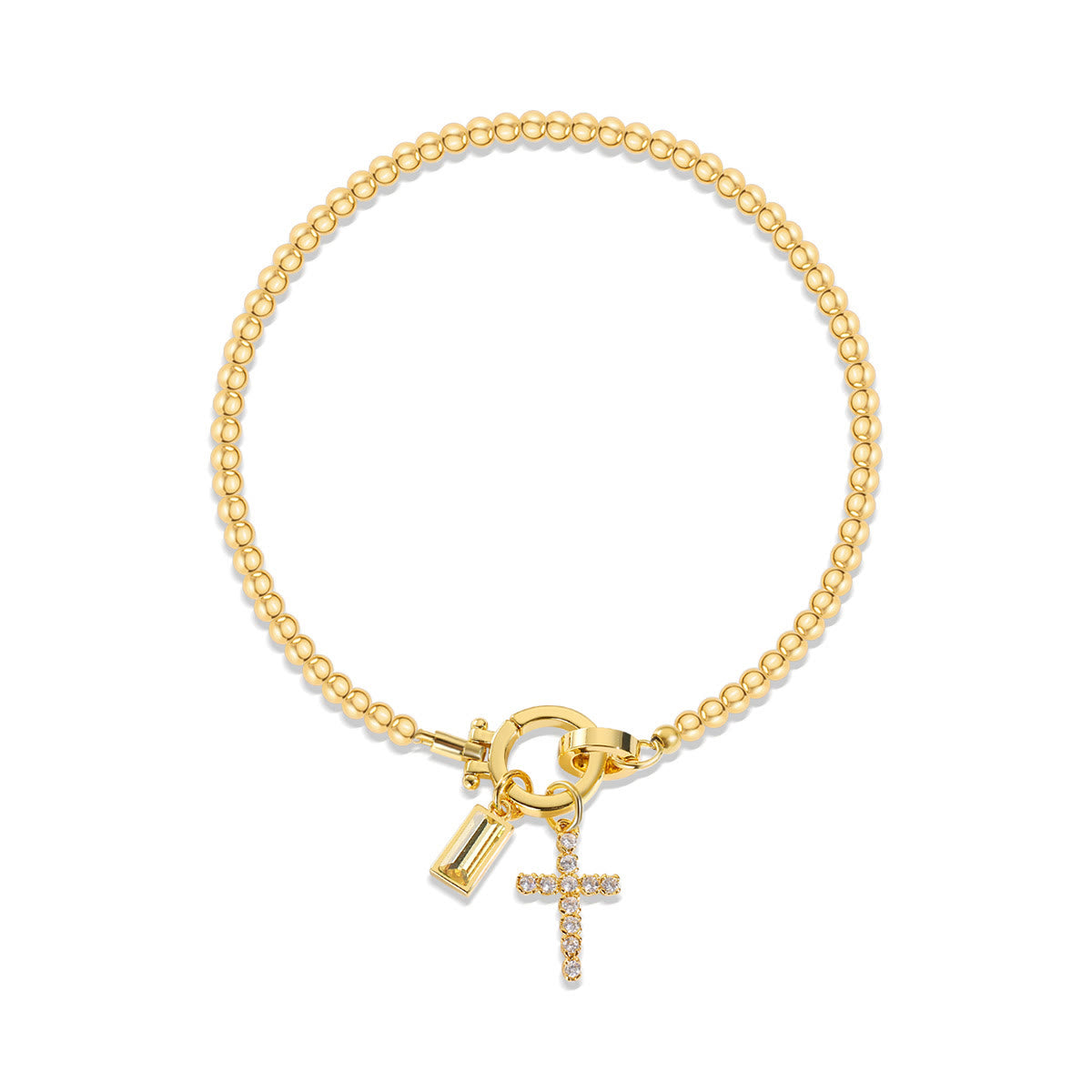 Pulsera de Cruz con 12 Piedras del Mes: Identidad de Fe y Devoción Eterna