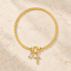 12 Birthstone Cross Bracelet