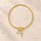 12 Birthstone Cross Bracelet