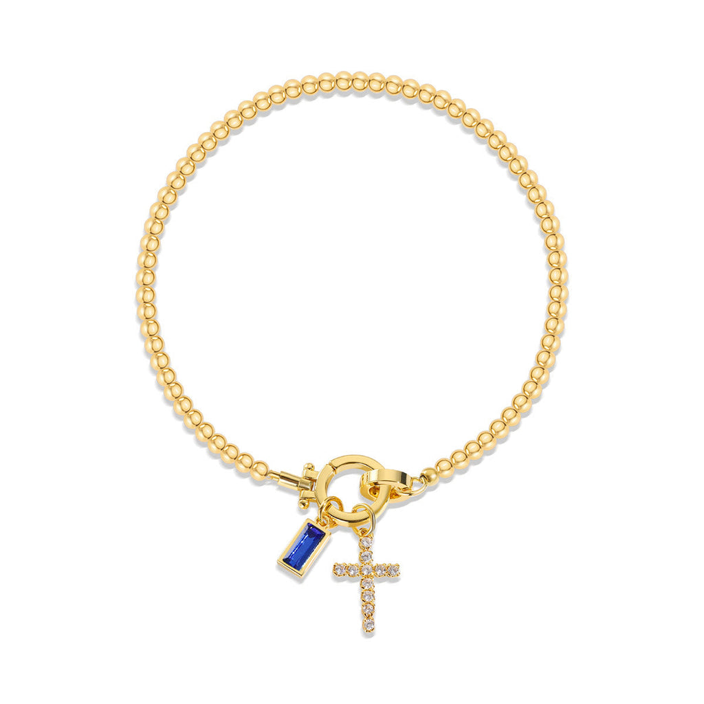 Pulsera de Cruz con 12 Piedras del Mes: Identidad de Fe y Devoción Eterna