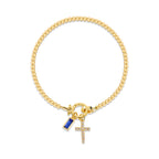 Pulsera de Cruz con 12 Piedras del Mes: Identidad de Fe y Devoción Eterna