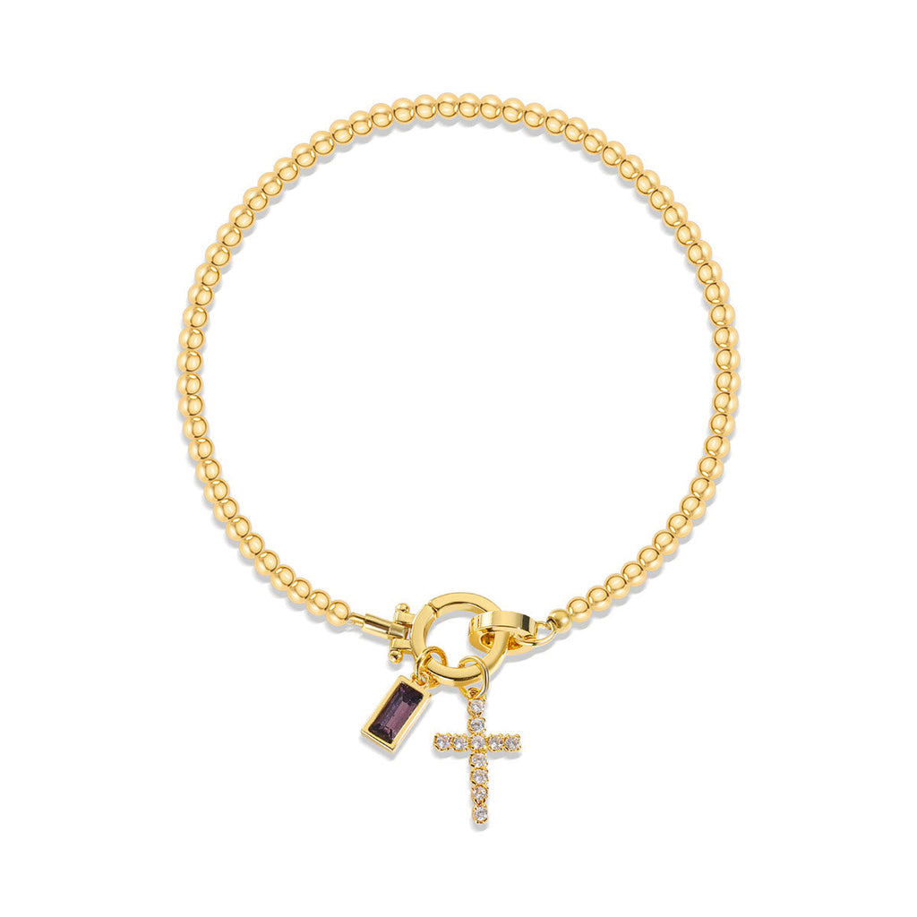 Pulsera de Cruz con 12 Piedras del Mes: Identidad de Fe y Devoción Eterna