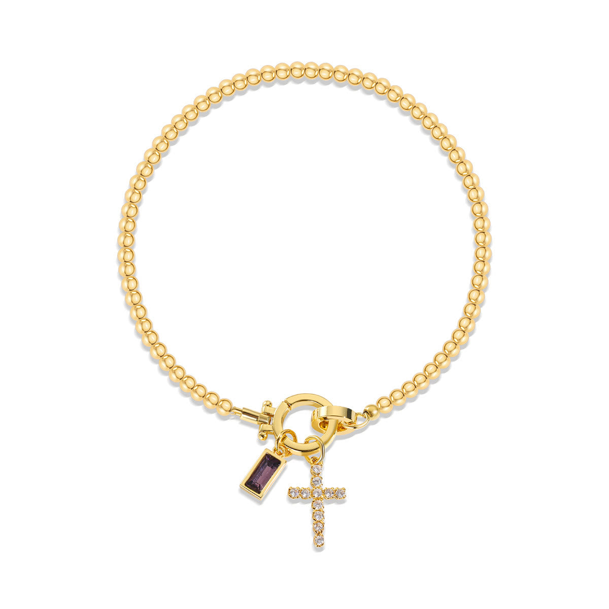 Pulsera de Cruz con 12 Piedras del Mes: Identidad de Fe y Devoción Eterna