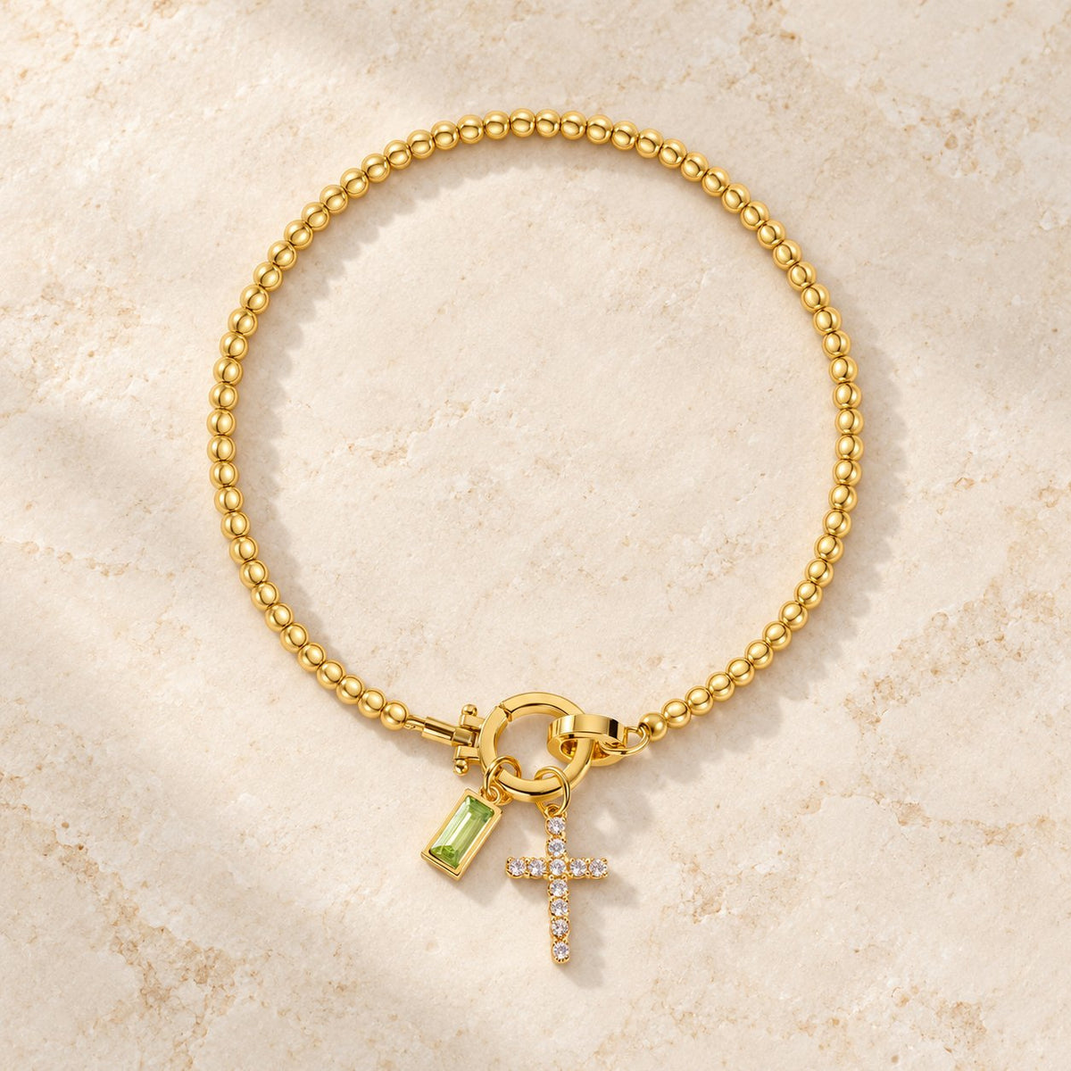12 Birthstone Cross Bracelet