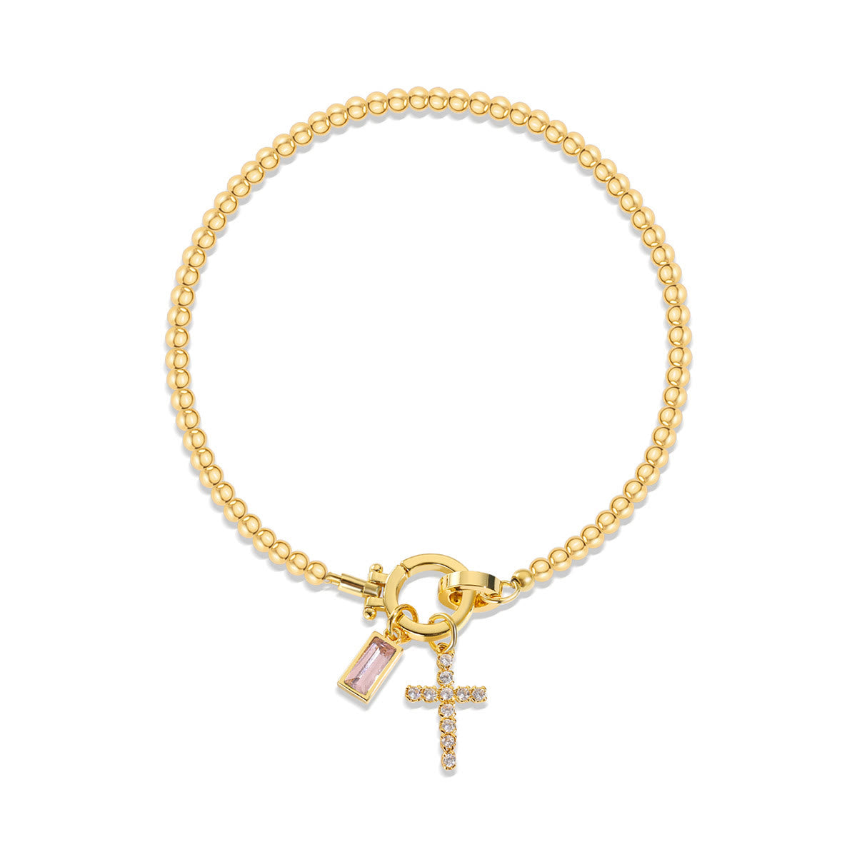 Pulsera de Cruz con 12 Piedras del Mes: Identidad de Fe y Devoción Eterna