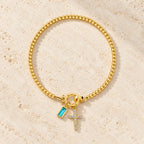 12 Birthstone Cross Bracelet