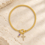 12 Birthstone Cross Bracelet