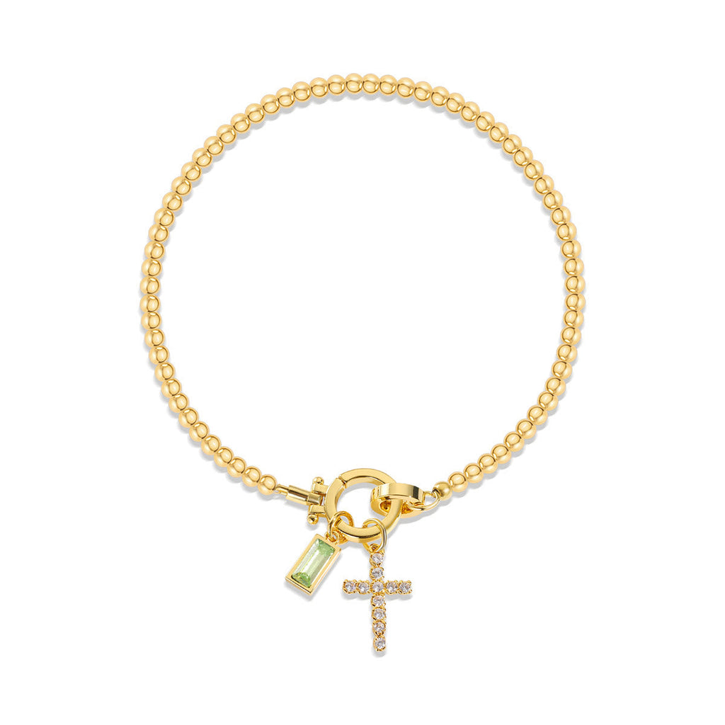 Pulsera de Cruz con 12 Piedras del Mes: Identidad de Fe y Devoción Eterna