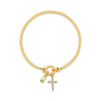 Pulsera de Cruz con 12 Piedras del Mes: Identidad de Fe y Devoción Eterna