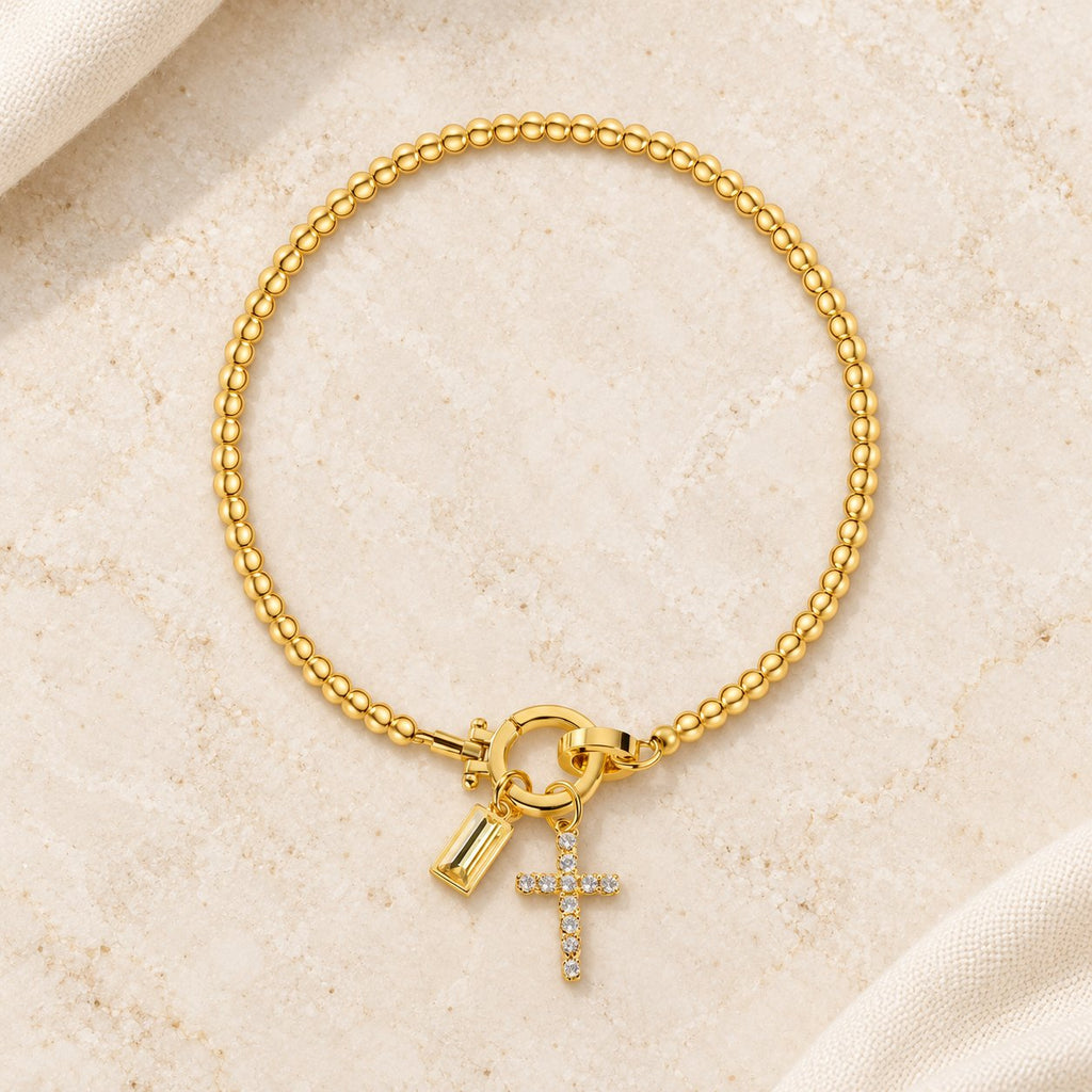 12 Birthstone Cross Bracelet