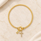 12 Birthstone Cross Bracelet