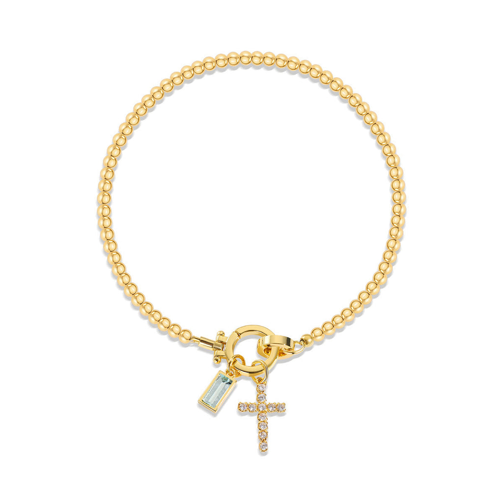 Pulsera de Cruz con 12 Piedras del Mes: Identidad de Fe y Devoción Eterna