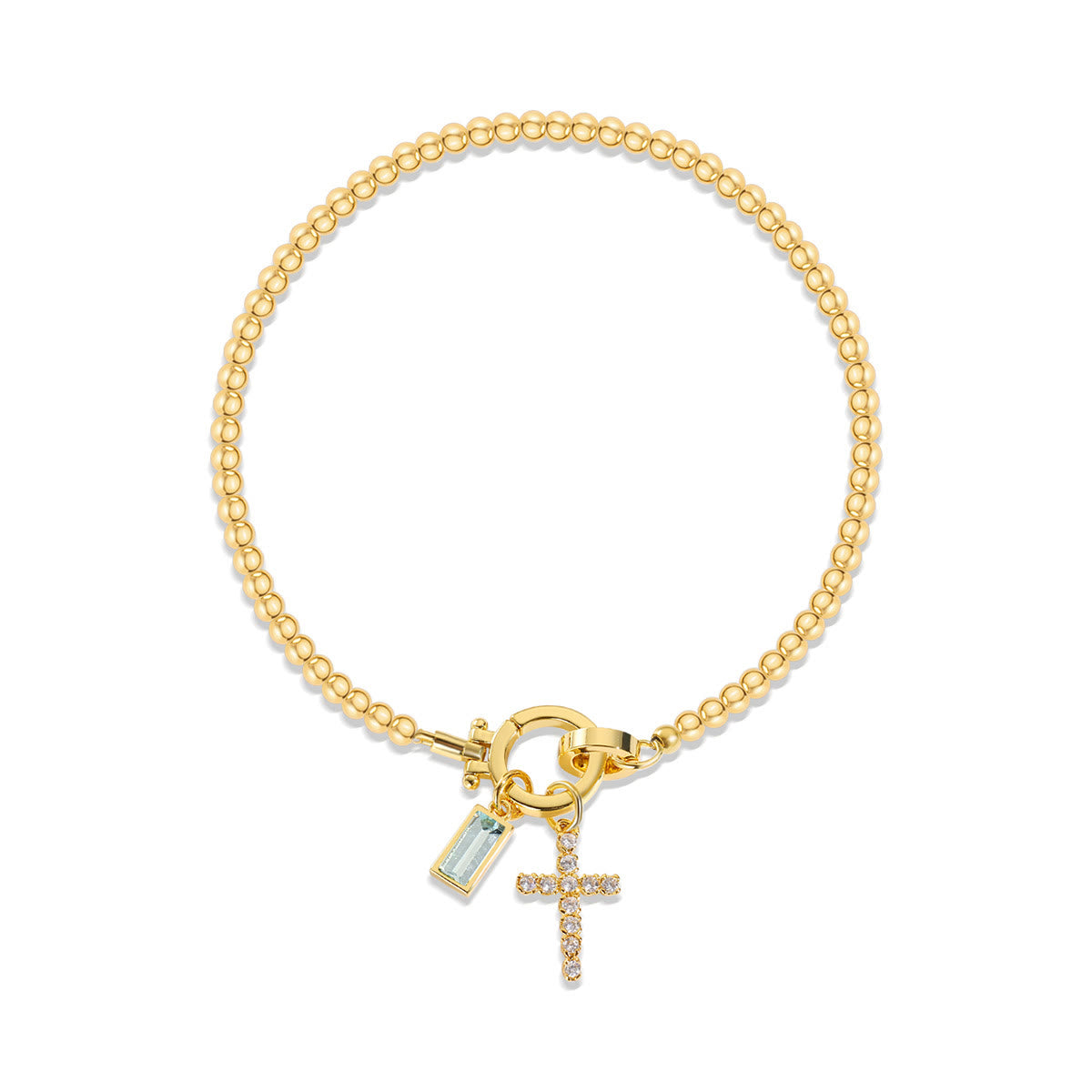 Pulsera de Cruz con 12 Piedras del Mes: Identidad de Fe y Devoción Eterna