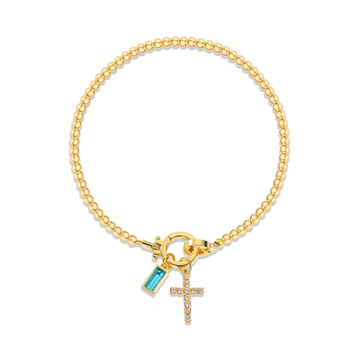 Pulsera de Cruz con 12 Piedras del Mes: Identidad de Fe y Devoción Eterna