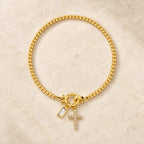 12 Birthstone Cross Bracelet