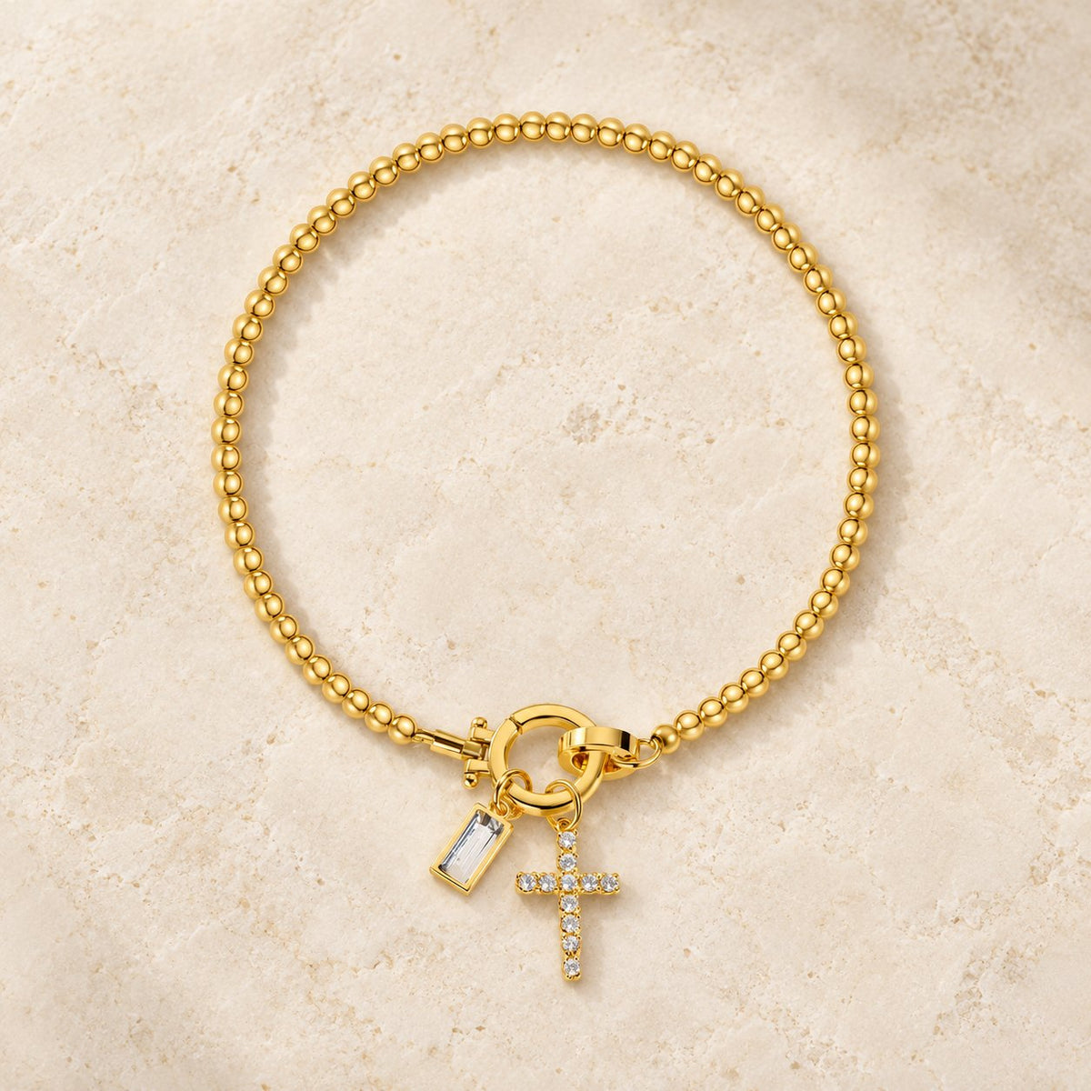 12 Birthstone Cross Bracelet