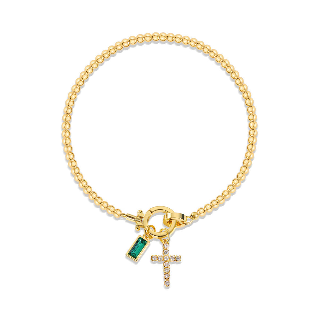 Pulsera de Cruz con 12 Piedras del Mes: Identidad de Fe y Devoción Eterna