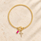 12 Birthstone Cross Bracelet